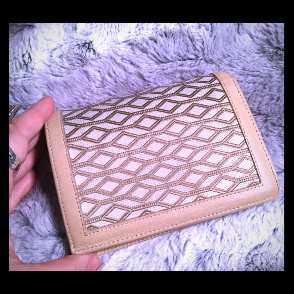 Authentic French leather wallet, cream color